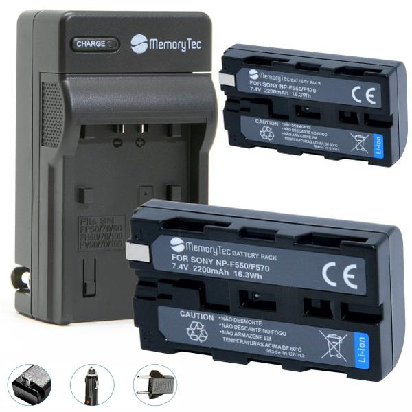 Imagem de Kit 2 baterias np-f550 2000mah + 1 carregador np-f550