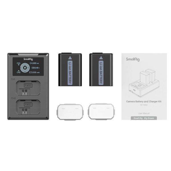 Imagem de Kit 2 Baterias Np-fw50 Com Carregador Usb Smallrig Para Câmeras Sony