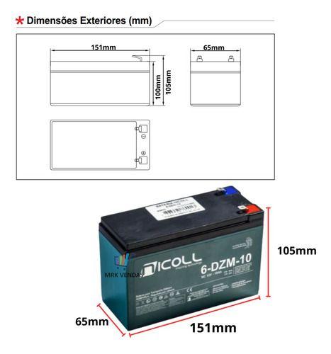 Imagem de Kit 2 Baterias Reposição 12v 10ah Bicicleta Elétrica Patinete Original