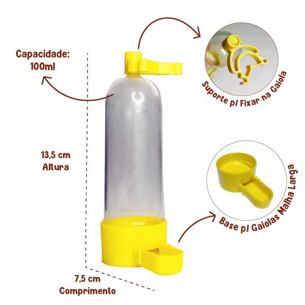 Imagem de Kit 2 Bebedouros Caçula para Pássaros 100ml Tam. Médio Cores