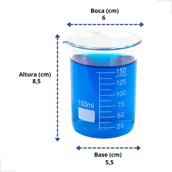 Imagem de Kit 2 Béquer 150ml Becker de Vidro Forma Baixa Graduado