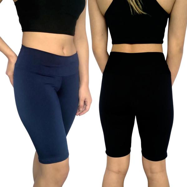 Imagem de Kit 2 Bermudas Femininas Justas Cós Lisas Cores Sortidas Suplex Pp ao Plus Size