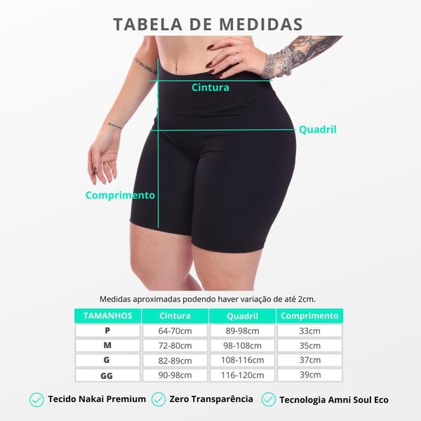 Imagem de Kit 2 Bermudas Legging Feminina Zero Tranparência Short Cós Alto Lisa Fitness Academia Treino Esporte