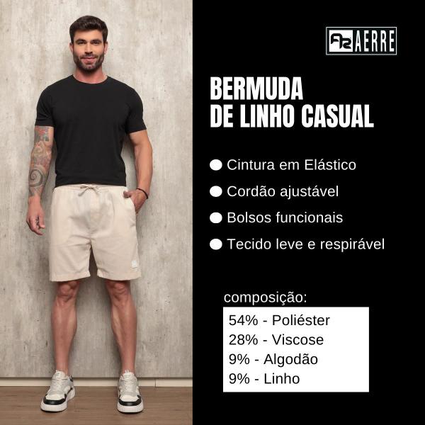 Imagem de kit 2 Bermudas Linho Masculina Casual Respirável Academia Treino Passeio