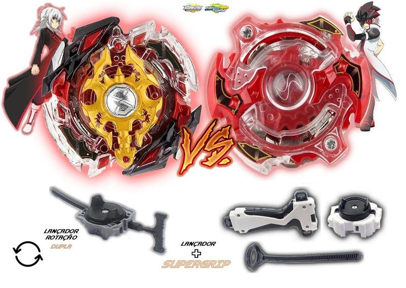 Imagem de Kit 2 Beyblade Burst + 2 Lançador God Spriggan Vs Spriggan Spread Beyblader Shu