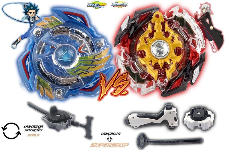 Imagem de Kit 2 Beyblade Burst + 2 Lançador Valtryek Vs God Spriggan Valt e Shu