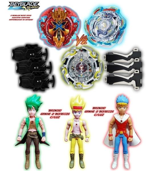 Imagem de Kit 2 Beyblade Burst C/2 Super Lançador + 2 Grip + 2 Bonecos