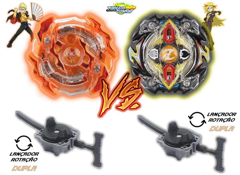 Imagem de Kit 2 Beyblade Burst Roktavor Vs Zlion Zeutron + 2 Lançador