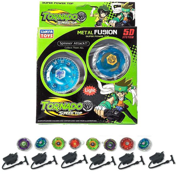 Imagem de Kit 2 Beyblade Fusion Tornado Metal Blay Blade Com Led