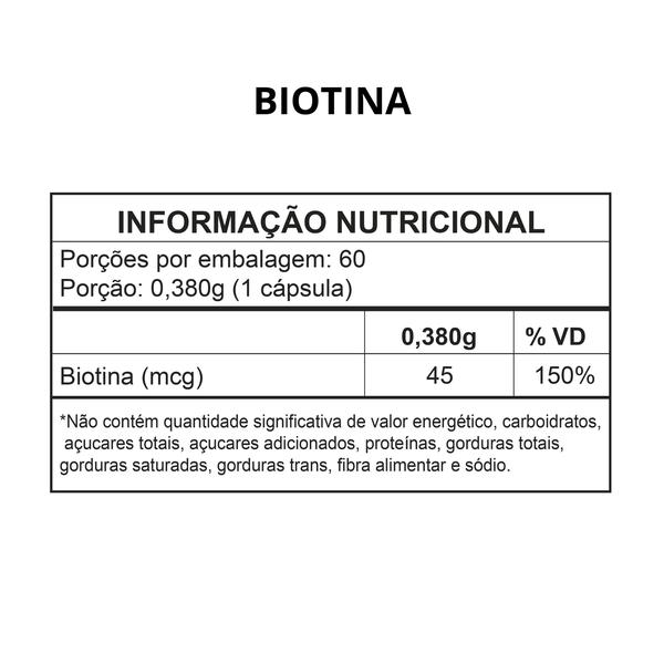 Imagem de Kit 2 Biotina 45mcg 150 IDR Cabelos Unhas Firmeza e Crescimento 60 Cápsulas Fitoprime