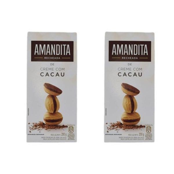 KIT 2 BISCOITO WAFER AMANDITA RECHEADA COM CREME DE CACAU 200g Imagem de KIT 2 BISCOITO WAFER AMANDITA RECHEADA COM CREME DE CACAU 200g