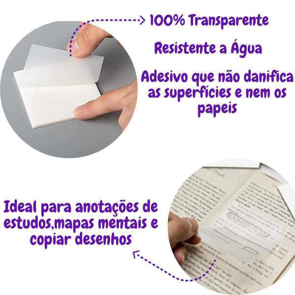 Imagem de Kit 2 Blocos de Notas Folhas Transparente Adesivo Post It  À Prova D'água