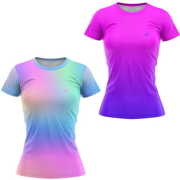 Imagem de Kit 2 Blusa Academia Feminina Fitness Camiseta Treino Dry Fit Camisa Caminhada