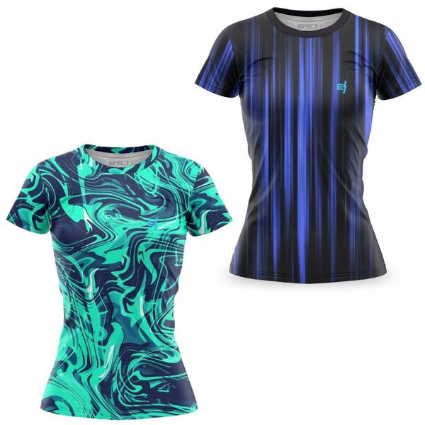 Imagem de Kit 2 Blusa Feminina Caminahda Academia Fitness Ciclismo Camiseta Esportiva Corrida