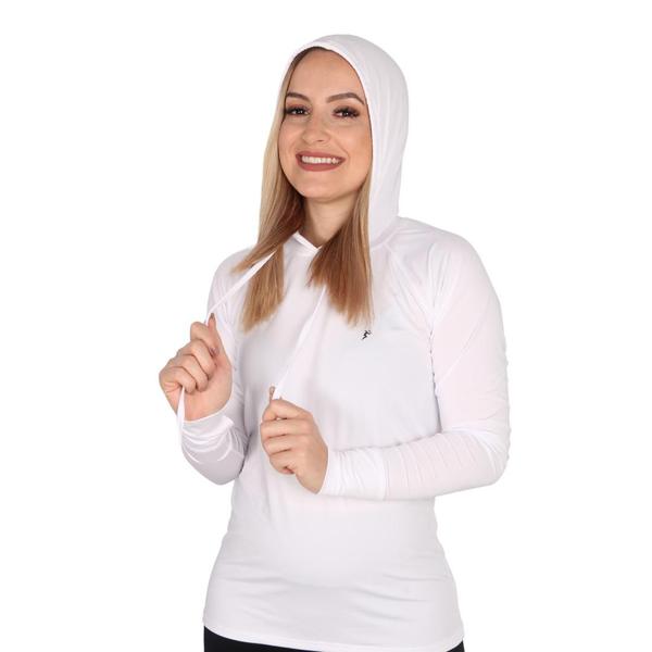 Imagem de Kit 2 Blusa Feminina Com Capuz - Proteção Uv50+ 1 Branca 1 Marinho