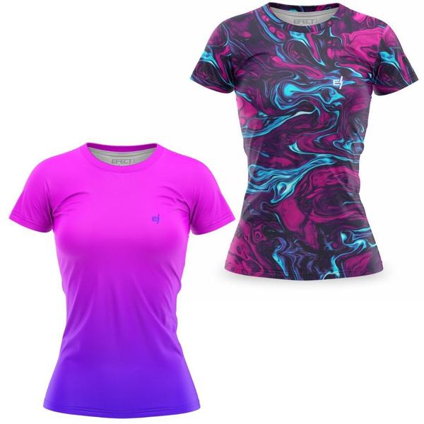 Kit 2 Blusa Fitness Roupa Academia feminina Caminhada Treino Ciclismo Dry Fit Ante Suor UV - Efect Imagem de Kit 2 Blusa Fitness Roupa Academia feminina Caminhada Treino Ciclismo Dry Fit Ante Suor UV