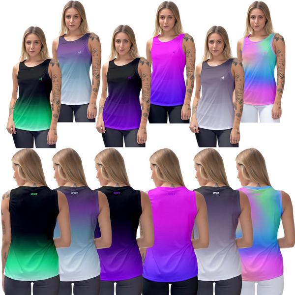 Imagem de Kit 2 Blusas Regata Feminina Moda Fitness Treino Slim Corrida Yoga Ginástica