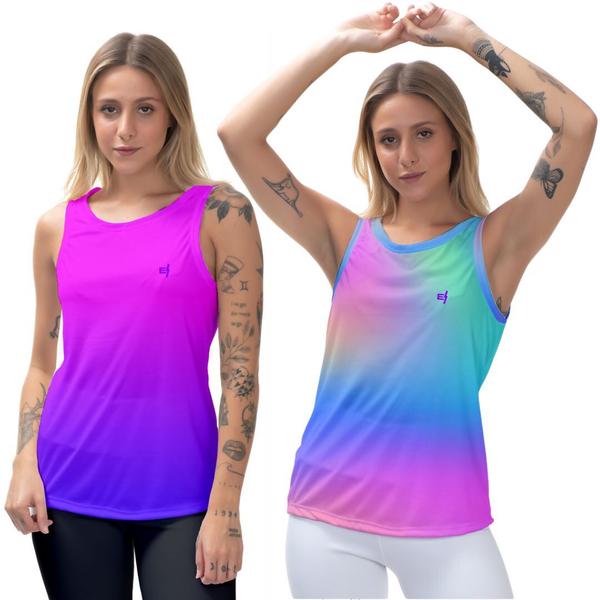 Imagem de Kit 2 Blusas Regata Feminina Moda Fitness Treino Slim Corrida Yoga Ginástica