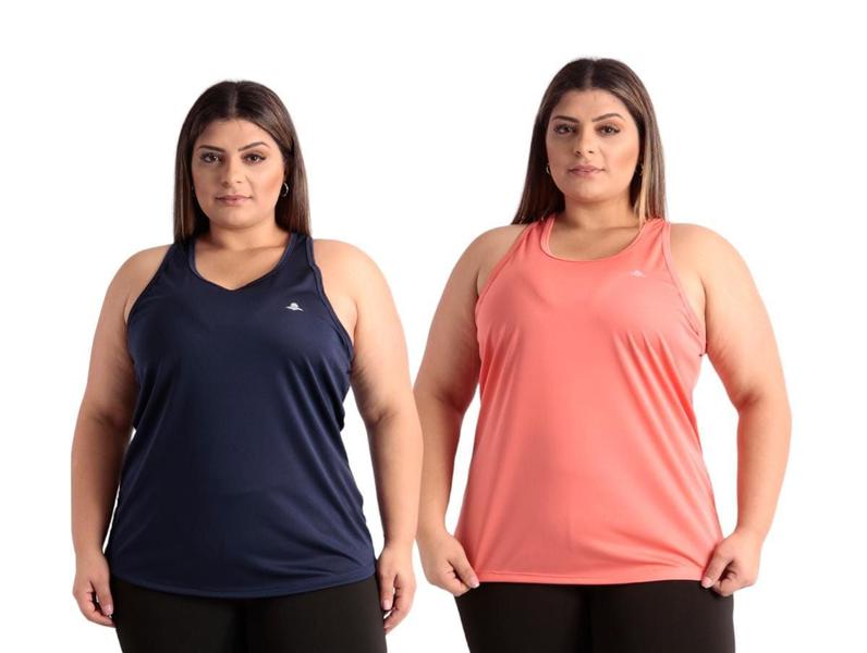 Imagem de Kit 2 Blusas Regatas Dry Fit Plus Size Fitness Feminina