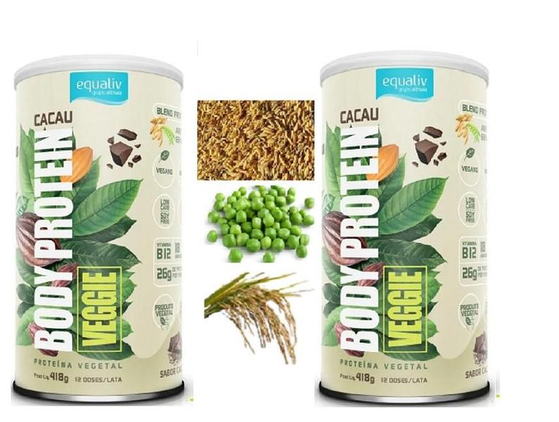 Imagem de Kit 2 Body Protein Veggie Cacau 418g Equaliv