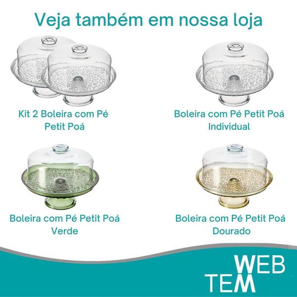 Imagem de Kit 2 Boleiras de Vidro com Pé e Tampa Petit Poa 28cm Vermelha Vitazza Prato para Bolo e Doces, Decoração de Festas, Mesa Posta Elegante e Sustentável