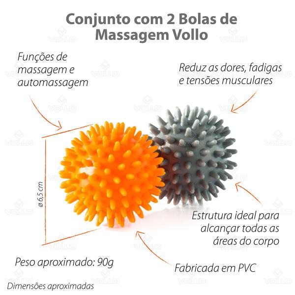 Imagem de Kit 2 Bolinhas de Massagem PVC Leve Alivio Dores Tensões Musculares Vollo