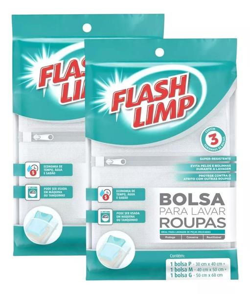 Imagem de Kit 2 Bolsas Para Lavar Roupas 6 Unidades Flash Limp P/M/G