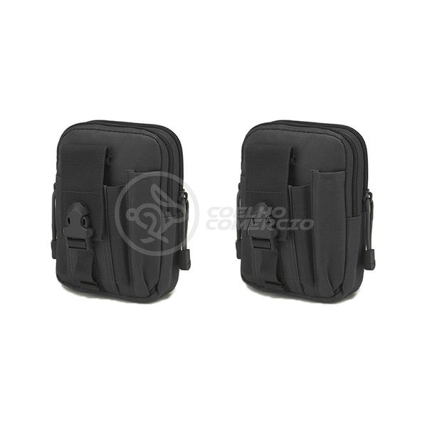 Imagem de Kit 2 Bolsas Pretas Conjunto Acessórios de Camping Kit Sobrevivência para Acampar