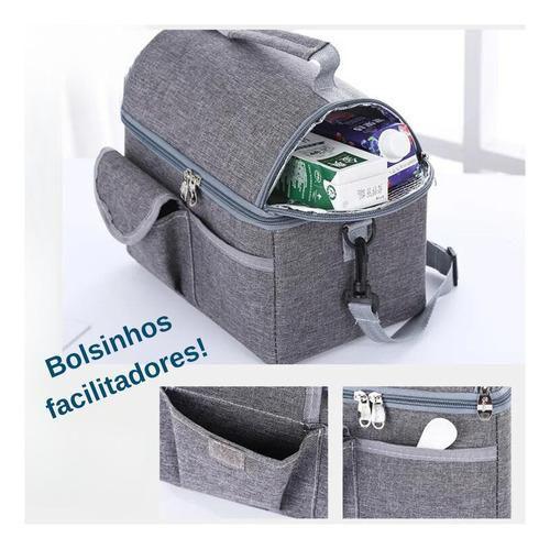 Imagem de Kit 2 Bolsas Térmicas Dobrável Quente Frio marmita para lanche Cabe 8 Latas praia passeio