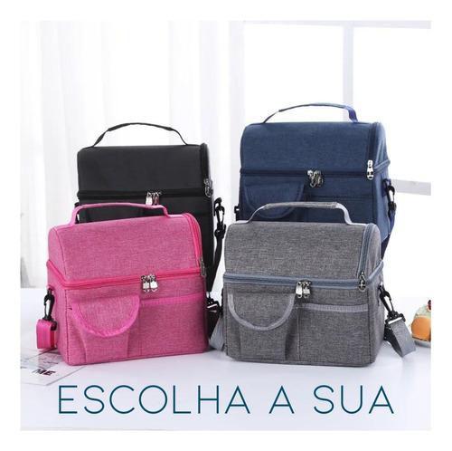 Imagem de Kit 2 Bolsas Térmicas Dobrável Quente Frio marmita para lanche Cabe 8 Latas praia passeio