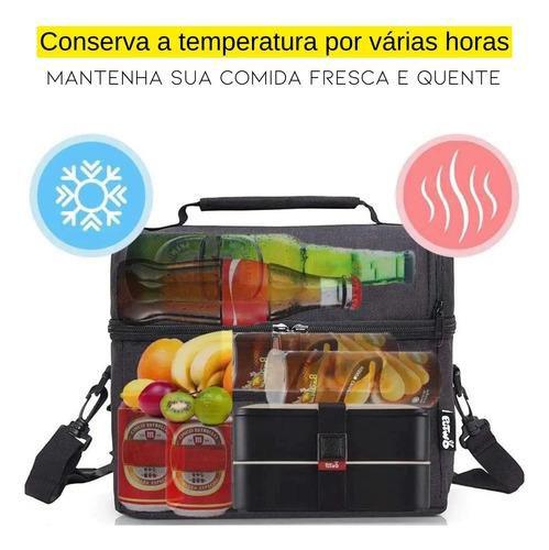 Imagem de Kit 2 Bolsas Térmicas Dobrável Quente Frio marmita para lanche Cabe 8 Latas praia passeio