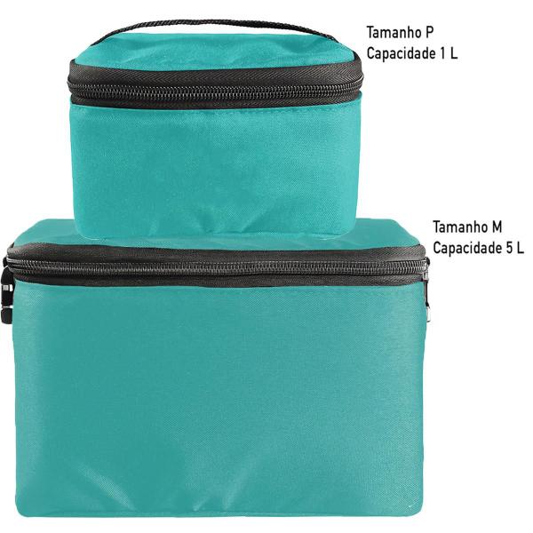 Imagem de Kit 2 Bolsas Termicas Impermeaveis 1L e 5L BLT116 Azul Tiffany - Teisen