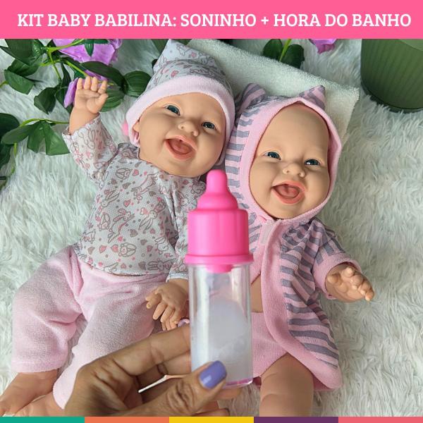 Imagem de Kit 2 Bonecas Baby Babilina Banho + Soninho + Mamadeirinha