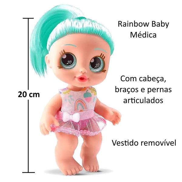 Imagem de Kit 2 Bonecas Cabelo e Olhos Roxos Verde Comidinha e Médica