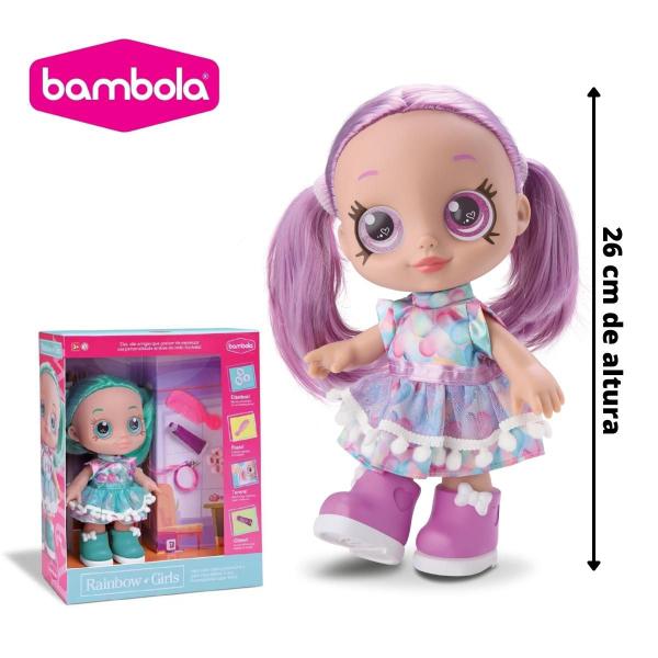 Imagem de Kit 2 Bonecas Infantil Rainbow Girls Cabelo Colorido Glitter