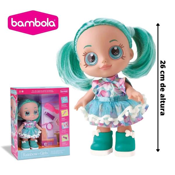 Imagem de Kit 2 Bonecas Infantil Rainbow Girls Cabelo Colorido Glitter