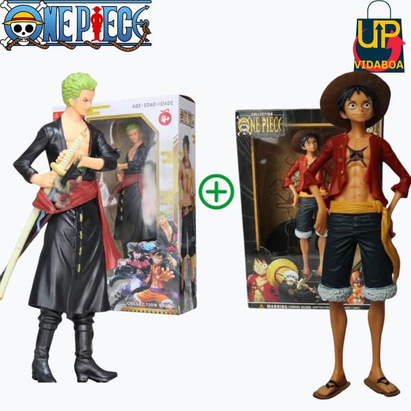 Imagem de Kit 2 Bonecos 18cm - Roronoa Zoro Preto e Monkey D Luffy - One Piece