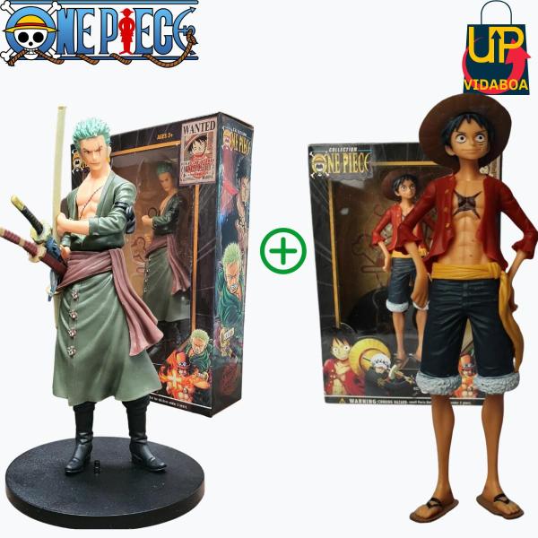 Imagem de Kit 2 Bonecos 18cm - Roronoa Zoro Verde e Monkey D Luffy - One Piece