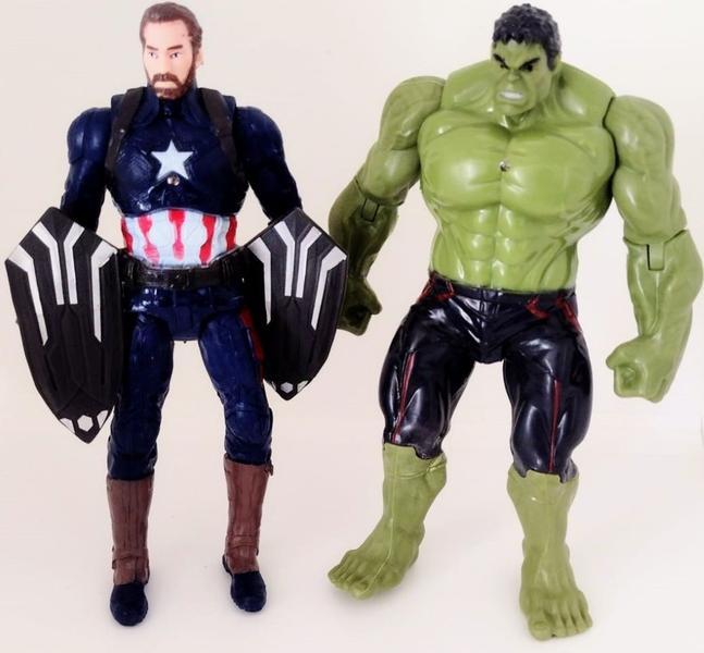 Imagem de Kit 2 bonecos articulados com luz - capitão america + hulk