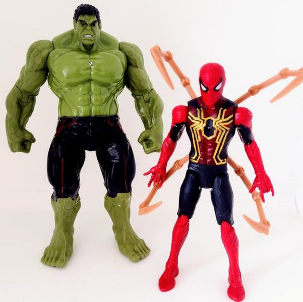 Imagem de Kit 2 bonecos articulados com luz - hulk + homem arana com garras