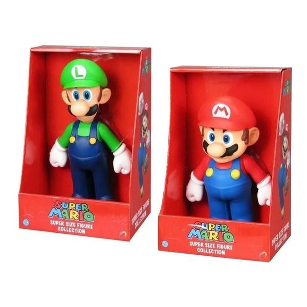 Imagem de Kit 2 Bonecos Grandes Super Mario E Luigi 23Cm Coleção