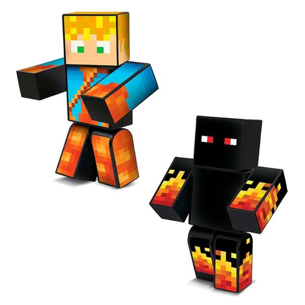 Imagem de Kit 2 Bonecos Turma Problems Athos Lopers Minecraft 25cm