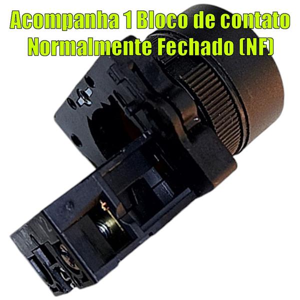 Imagem de Kit 2 Botão de Comando Pulsador Sem Trava Vermelho Impulso 1nf Pulso 22mm Ea42