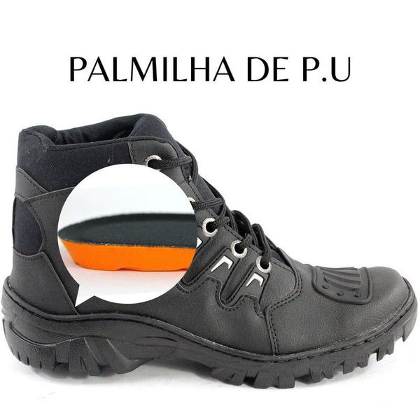 Imagem de Kit 2 Botas de Motoqueiro Tenis Preto Adventure Costurada e Porta Cartão