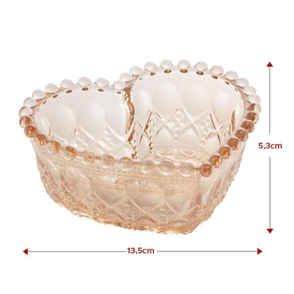 Imagem de Kit 2 Bowl Tigela De Vidro Coração Âmbar Metalizado Lyor