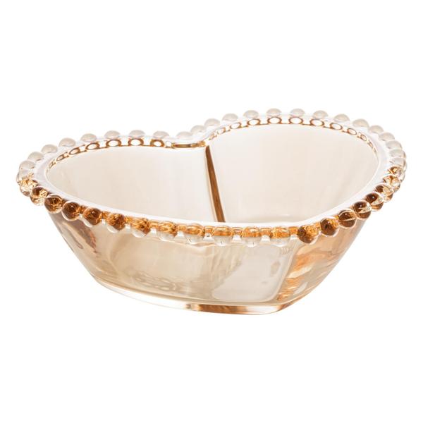 Imagem de Kit 2 Bowls Cristal Coração Pearl Bolinhas Âmbar 15X13X5Cm