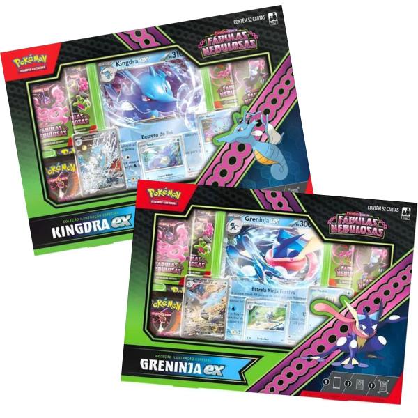 Imagem de Kit 2 Box Pokémon Fábulas Nebulosas Kingdra Ex Greninja Ex Escarlate Violeta Cards Carta Colecionáveis Booster Original