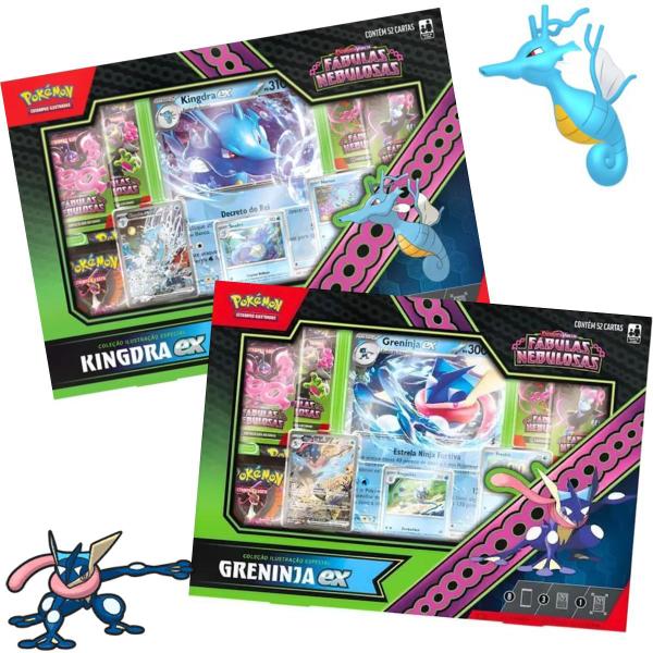 Imagem de Kit 2 Box Pokémon Fábulas Nebulosas Kingdra Ex Greninja Ex Escarlate Violeta Cards Carta Colecionáveis Booster Original