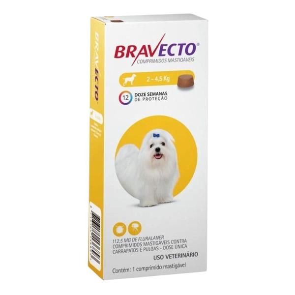 Imagem de kit 2 Bravecto Antipulgas 2 a 4,5kg 112,5mg 