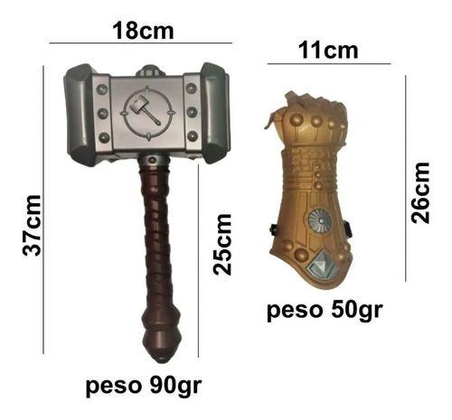 Imagem de Kit 2 Brinquedo Martelo Trovão Marreta Thor Com Bracelete